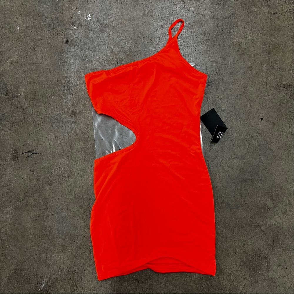 Sorella Orange One Shoulder Cut Out Dress